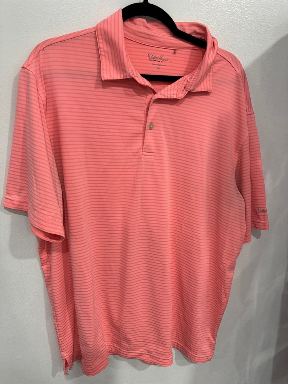Walter Hagen Coral Pink Striped Golf Polo